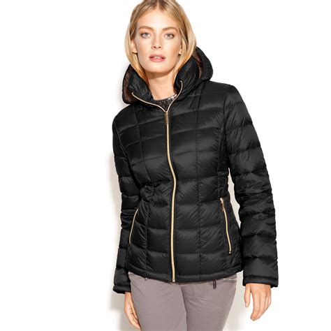 michael kors puffer coat with fur hood|michael kors packable jacket.